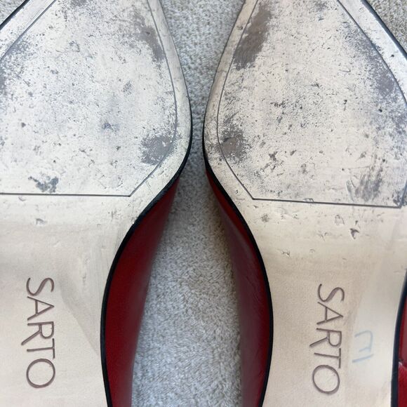 Sarto by Franco Sarto Monana Red Leather Slip On Flat Low Block Heel Women’s 6 M - Picture 13 of 16